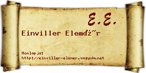 Einviller Elemér névjegykártya